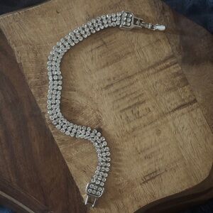 Silver Rhinestone Triple-Row Bracelet